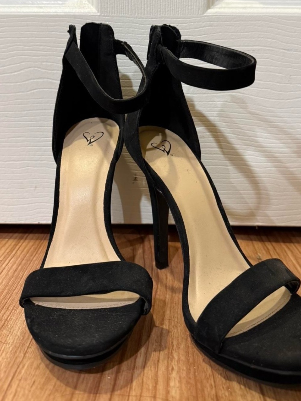 Black Round Toe High Heels with Ankle Strap